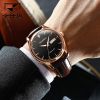 JSDUN 8843 black mechanical men watches calendar moon phase stainless steel strap business dress sport wristwatch