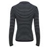 Trendy Style Fine Knit 16G Classic-Fit Polo-Collar Striped Button Lapel Merino Wool Women&amp;#039;S Knit Blouse Sweater