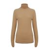 OEM Ladies Innerwear16G 3D Diamond Fine Knit Jacquard Long Sleeve Lurex Turtleneck Women Wool Basic Sweater