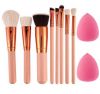8pcs Pink Synthetic Makeup Brushes Travel Set Foundation Powder Contour Blush Eye Cosmetic Brush Sets With Makeup Sponge