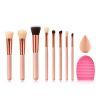 8pcs Pink Synthetic Makeup Brushes Travel Set Foundation Powder Contour Blush Eye Cosmetic Brush Sets With Makeup Sponge