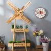 Wooden Windmill Flower Rack Storage Rack Home Creative Furnishings Clo