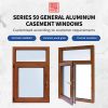 55 series aluminum wood bridge broken casement window