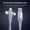 3 in 1 Streamer Data Cable Super Cool Fashion Luminous One on Three Mobile Phone Charging Cable