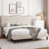 Custom Hotel Furniture Tufted Upholstered Modern Design Platform Bed With Adjustable Headboard
