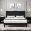 Custom Hotel Furniture Tufted Upholstered Modern Design Platform Bed With Adjustable Headboard