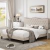 Custom Hotel Furniture Tufted Upholstered Modern Design Platform Bed With Adjustable Headboard
