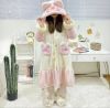 Coral velvet pajamas Female autumn and winter cute plus velvet thickened Dudu cat nightgown long flannel home clothes set
