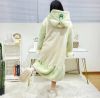 Coral velvet pajamas Female autumn and winter cute plus velvet thickened Dudu cat nightgown long flannel home clothes set