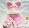 Hat winter blast new female cute Dudu cat plush cartoon ears thickened scarf gloves one body warm