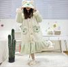 Coral velvet pajamas Female autumn and winter cute plus velvet thickened Dudu cat nightgown long flannel home clothes set