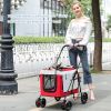 Bello bl09 dog/cat pet stroller, outdoor cart with detachable basket front wheel rotates 360 degrees