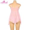 R81128 Wholesale 4 Color Erotic New Pink Flower Decoration Loose Lingerie-Babydoll