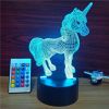 Unicorn Night Light for Kids 3D Illusion Night Lamp 16 Colors Changing with Remote Control Room Decor Gifts for Children