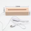 warm light USB Wooden Lamp Base for Led 3D Night Light Round Oval Wooden Led lamp base USB Cable switch Night Light