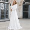 Fashion Long Sleeves Crew Neck Lace Muslim Bridal Gown Wedding Dresses