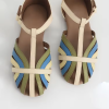 Manufacturer Custom Multicolor PU Leather Round Toe Hook & Loop Litter Girls Flat Sandal Shoes