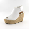 Open Toe Genuine Leather Adjustable Strap Platform Ladies Wedge Shoes