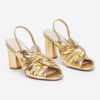 Luxury Golden Cross Strap Open Toe Slip On High Heel Women Sandals Dance Shoes