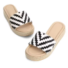 Flatform Sandals Open Toe Slide-on Faux Leather Platform Summer Womens Espadrilles Slippers