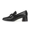 Square Toe Slip On Leather Women Office Dress Chunky High Heel Loafers Pump Shoes