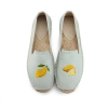 Casual Lemon Embroidery Leisure Walking Canvas Women Flat Loafer Espadrille Smoking Slipper