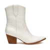 Chunky Mid Heel Zip Up Comfort Booties White Women Ladies Western Cowboy Ankle Boots