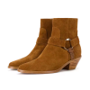 Custom Your Own Design Made New Model Stacked Heel Brown Cow Suede Leather Women Short Ankle Boots