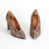 Fall Snakeskin Retro Deep V Cutout Front Slit Chunky Block Heels Short Ankle Booties For Women