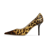 Fashionable high quality leopard leather women pumps pointed toe shoes luxury high heels for ladies