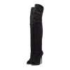 Pep Toe Design Black Stretchy Suede Leather Upper Stiletto Thigh High Long Women Over The Knee Boots