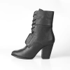 Pointed Toe Square Heel High Brown Leather Top All Season Ankle Boots Women Bootie Heels