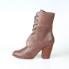 Pointed Toe Square Heel High Brown Leather Top All Season Ankle Boots Women Bootie Heels