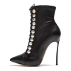 Winter Pointy Toe With Pearl Decoration Lace Up Sexy Super High Heel Women Ankle Booties