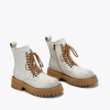 wholesale custom fashion winter PU white lace-up boots ladies martin boots