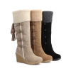 Winter lace up with tassel high women thigh high boots for ladies heel wedge snow boots