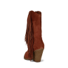 Autumn/winter vintage fringe brown boots, flat calf upper, flat root custom cowgirl boots