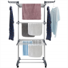 Multifunctional Stainless Steel Three Rail Clothes Drying Rack With Four Wheels Stand