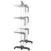 Multifunctional Stainless Steel Three Rail Clothes Drying Rack With Four Wheels Stand