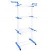 Multifunctional Stainless Steel Three Rail Clothes Drying Rack With Four Wheels Stand