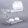 Multifunctional Kitchen Countertop Organizer Shelf Double Layer Dish Drying Rack With Mug Holder