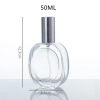 50ml Transparent Oval Shape Perfume Bottle Mist Spray Top Glass Bottle with Golden Sliver Lid
