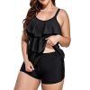 Kaichuang Sports black large size Sling swimsuit two-piece body covering thin boxer pants design is more elastic