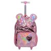 Fashion kids Trolley School Bags backpack with Wheels two side sequin