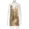 Handmade Shining Metallic Sequin Dress Sexy Rhinestone Party Wear