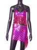 Party Sexy Backless Tops Suspender PVC Beaded Dress Sequined Tassel Suit for Women