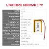 Lithium-ion Cell Factory Supply Led Light Battery UFX 103450 1800mAh 3.7V Li-ion Rechargeable Battery Pack