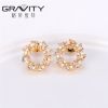 2017 latest top new model designs fashion brass plated 18K gold stud earring