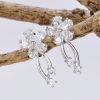 Fashion Jewelry Factory Flower Shape CZ Gemstone 925 Sterling Silver Earrings, Silver Cz Cubic Zirconia Stud Earrings