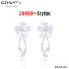 Fashion Jewelry Factory Flower Shape CZ Gemstone 925 Sterling Silver Earrings, Silver Cz Cubic Zirconia Stud Earrings